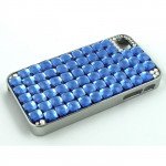 Wholesale iPhone 4 4S Glass Stud Cube Bling Crystal Diamond Case (Blue)